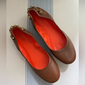 Ralph Lauren Leather Flats with Chain Detail